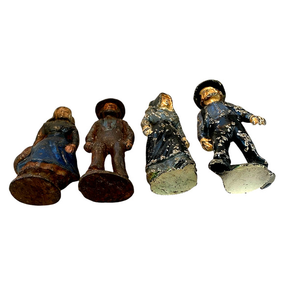 Vintage 1940-50's Cast Iron Amish Figurines - Set of 4 - A286 - Picture 13 of 13